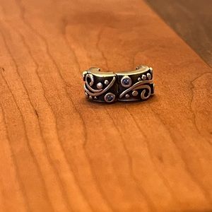 PANDORA Retired Scroll Clip Spacer with Blue CZs
